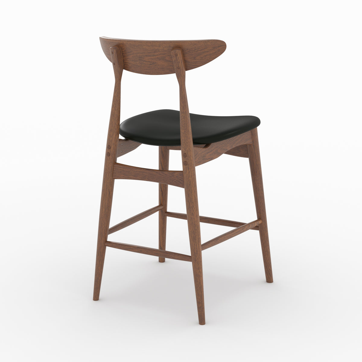 Chaise îlot central Josette cuir synthétique noir hévéa foncé face – Maison Pavane