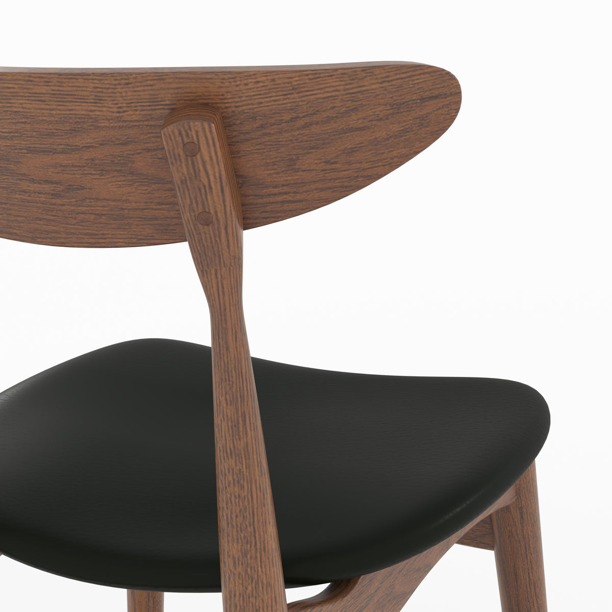 Chaise îlot central Josette détail montant dossier hévéa foncé noir – Maison Pavane