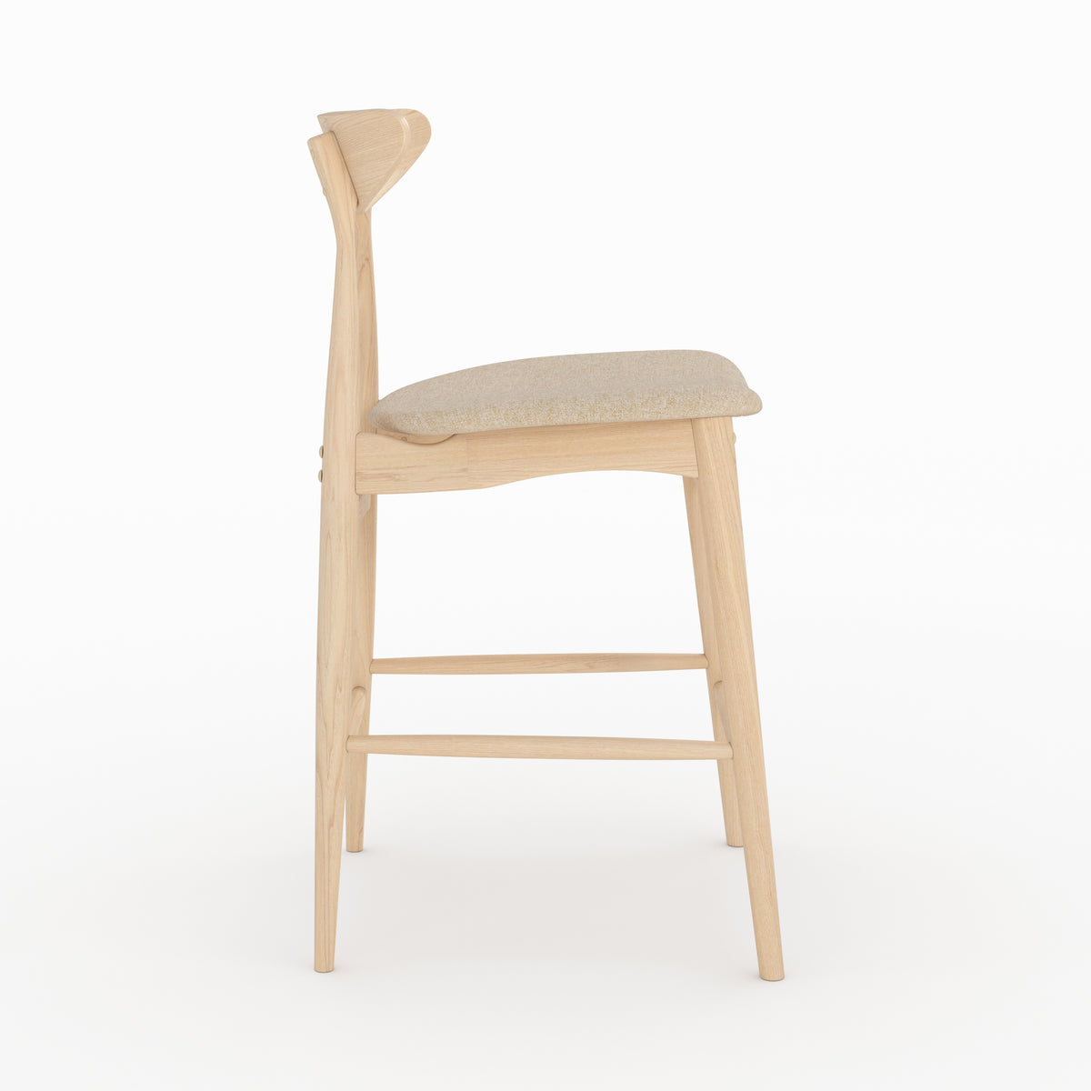 Chaise îlot central Josette tissu beige hévéa clair dos – Maison Pavane