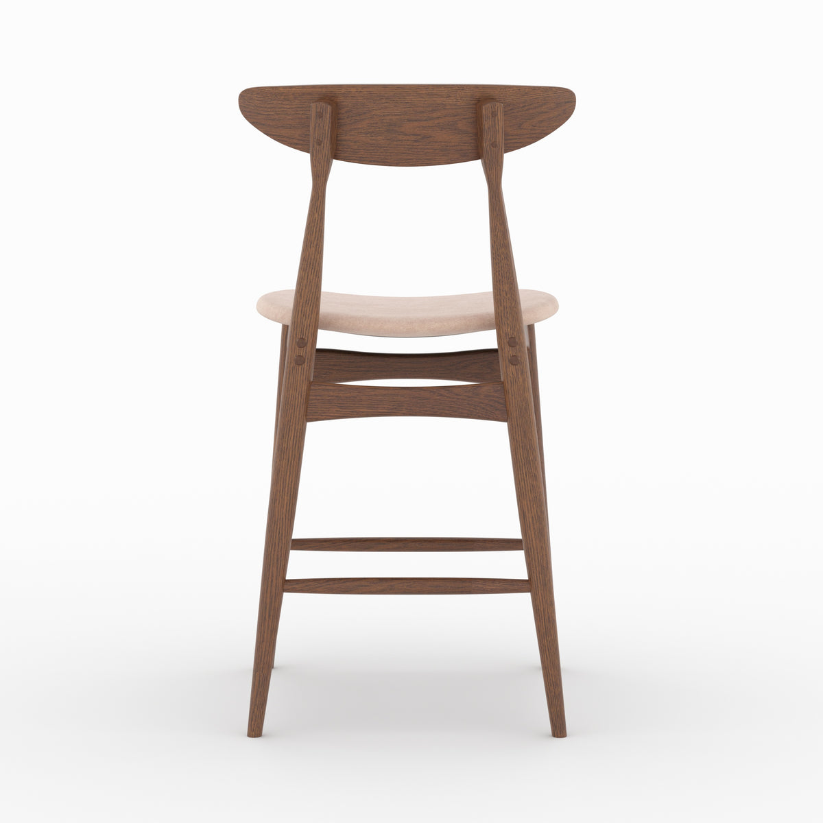 Chaise îlot central Josette tissu beige hévéa foncé dos – Maison Pavane
