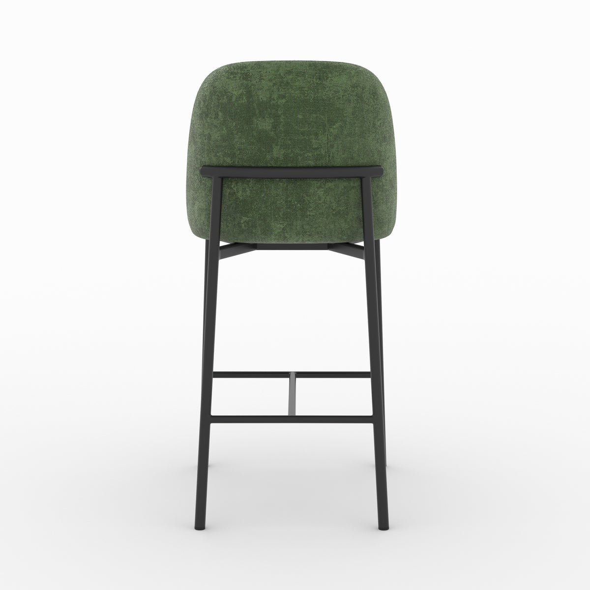 Chaise pour îlot central Noah en tissu vert sapin, vue de dos - Maison Pavane