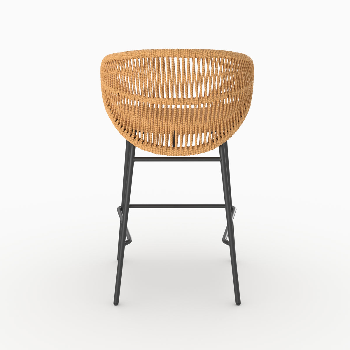 Chaise de bar de terrasse Lara en rotin synthétique naturel, vue de dos - Maison Pavane