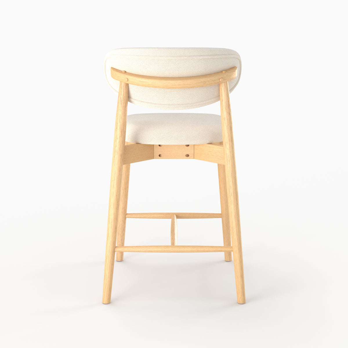 Chaise pour ilot central Yuna en tissu beige et bois clair, vue de dos - Maison Pavane