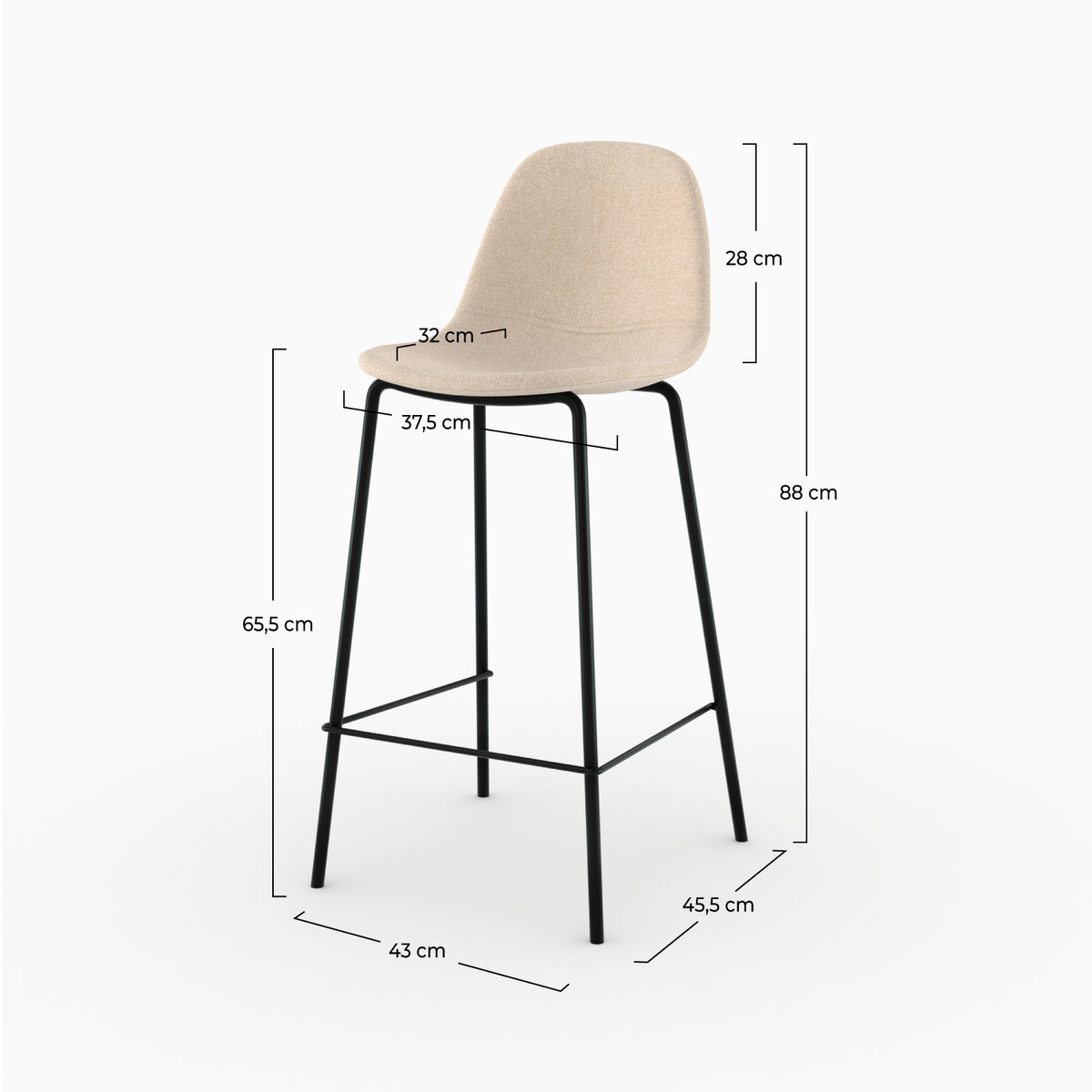 Chaise pour îlot central Henrik en tissu beige 65,5 cm (lot de 2)