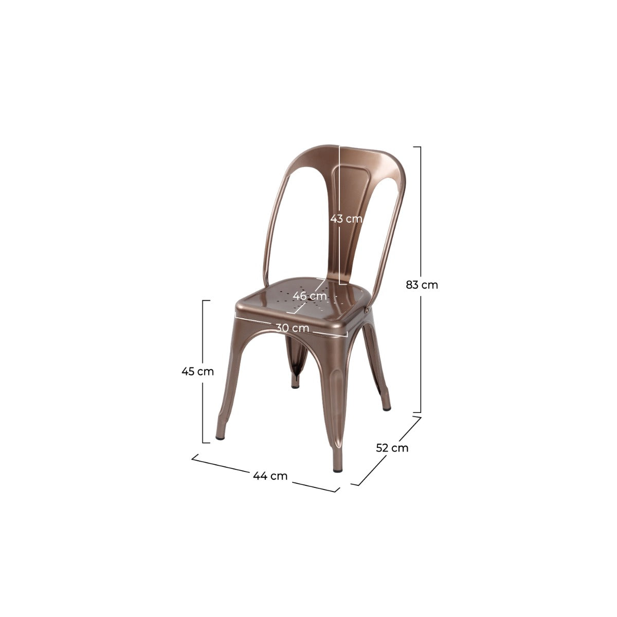 sedia industriale rame set di 2