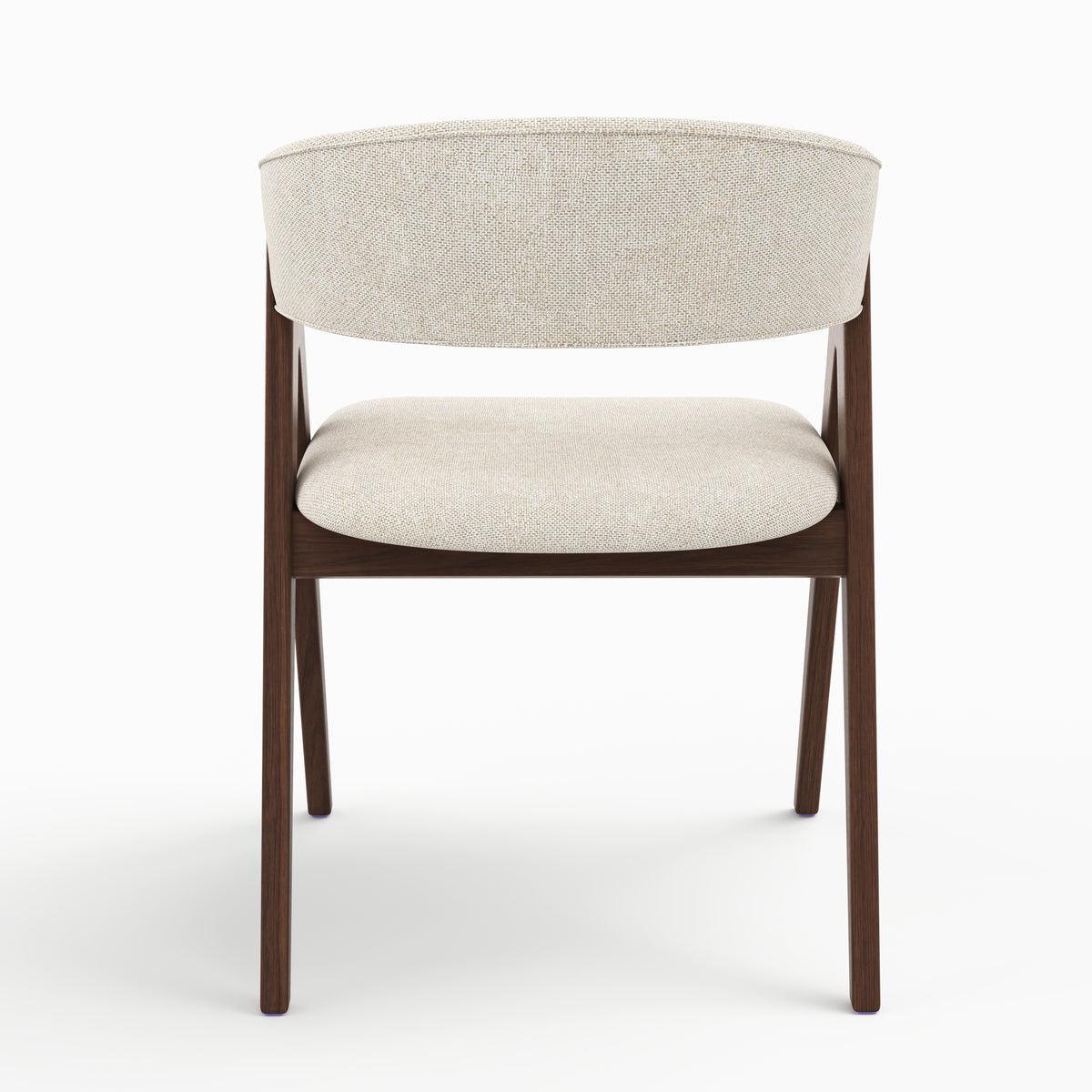 Chaise Isis en bois foncé et tissu beige, vue de dos - Maison Pavane