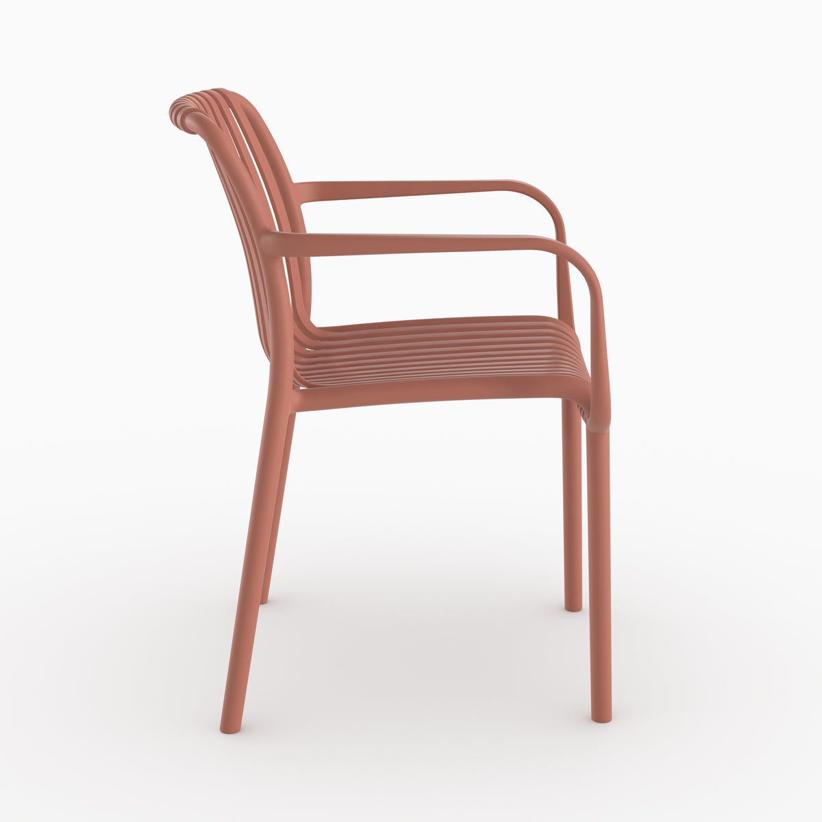 Chaise Ivy jardin plastique terracotta vue côté