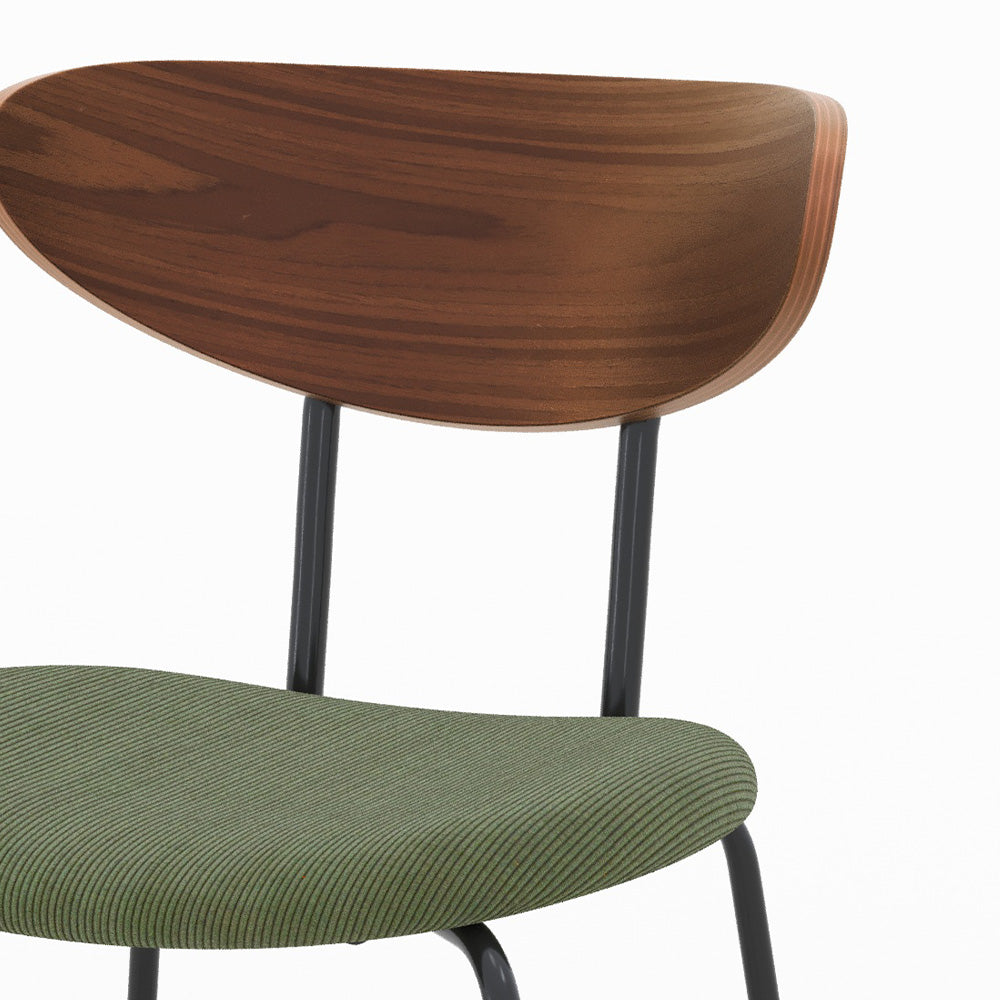 chaise jade en velours vert kaki et dossier bois lot de 2