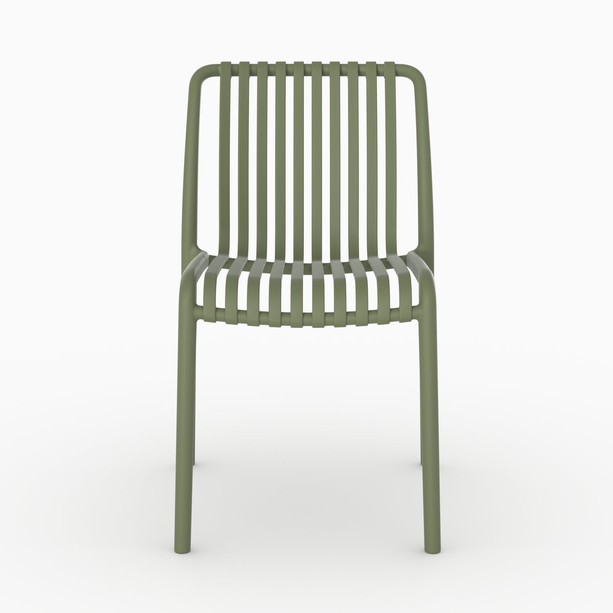 Chaise jardin Duli empilable plastique kaki vue face
