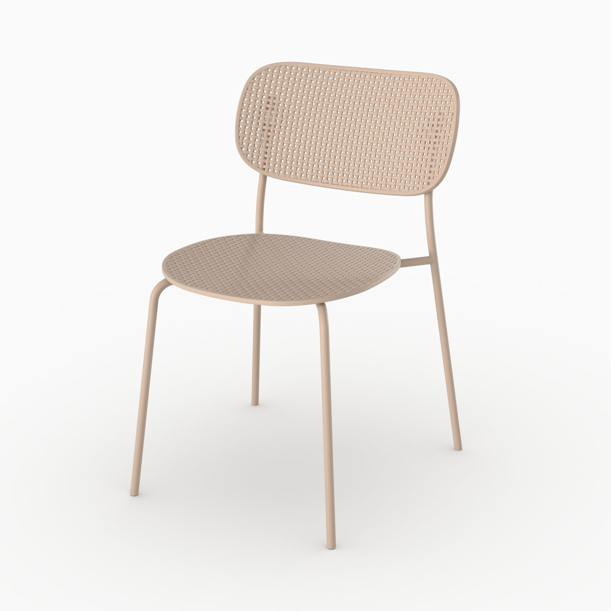 Chaise jardin Gea plastique beige empilable vue face packshot