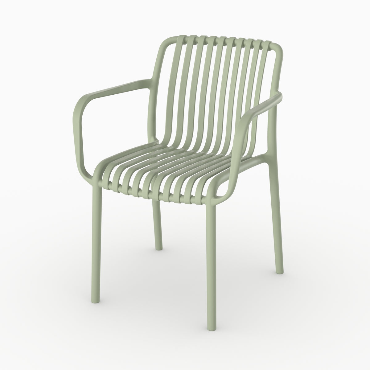 Chaise jardin Ivy plastique vert pastel accoudoirs vue face