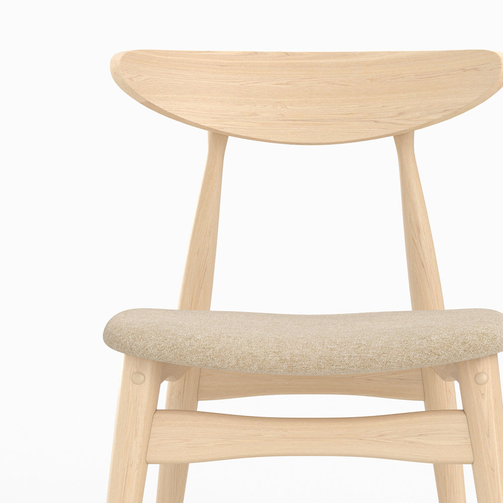 chaise josette tissu beige et bois clair lot de 2