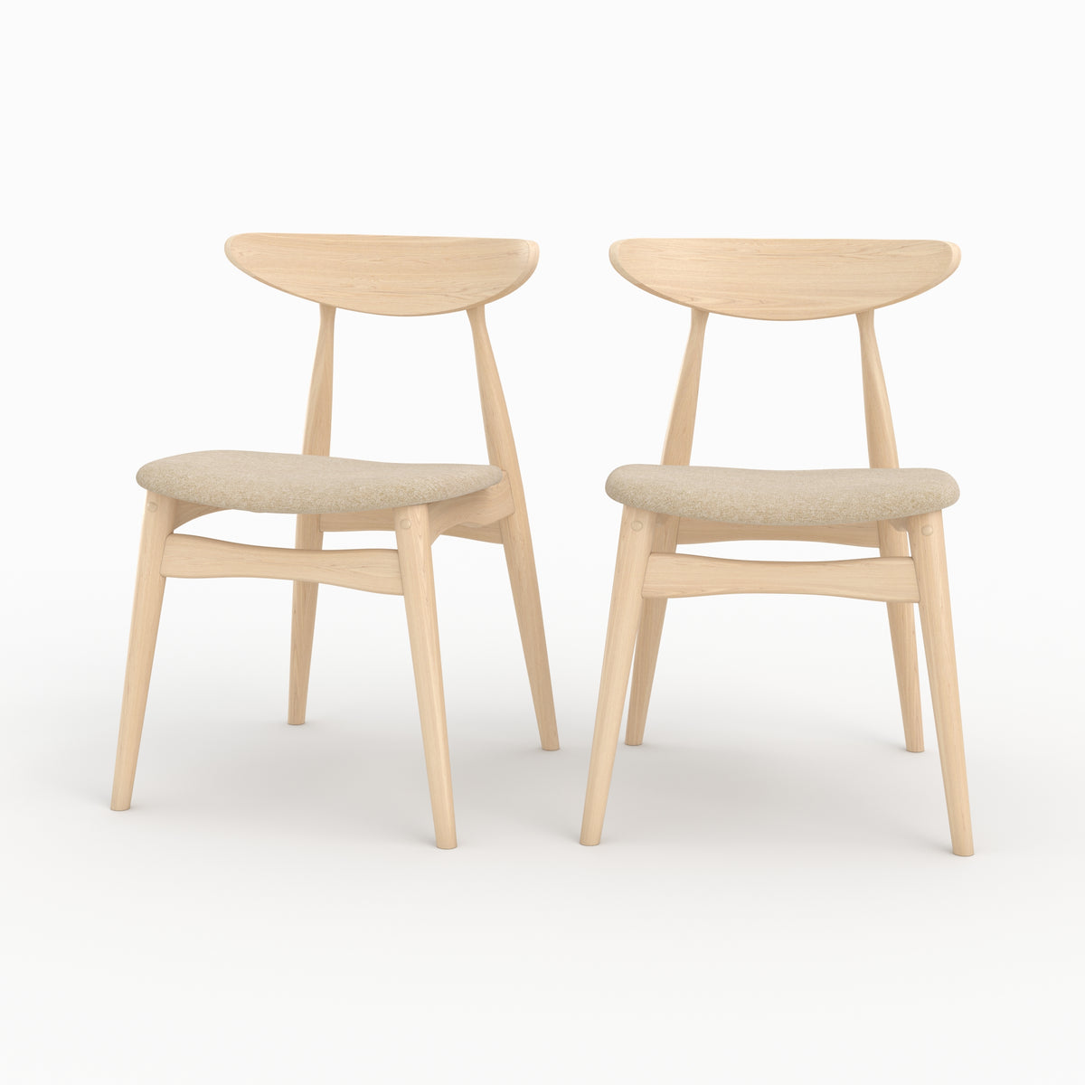 chaise josette tissu beige et bois clair
