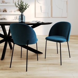 sedia karl blu scuro in velluto set di 2