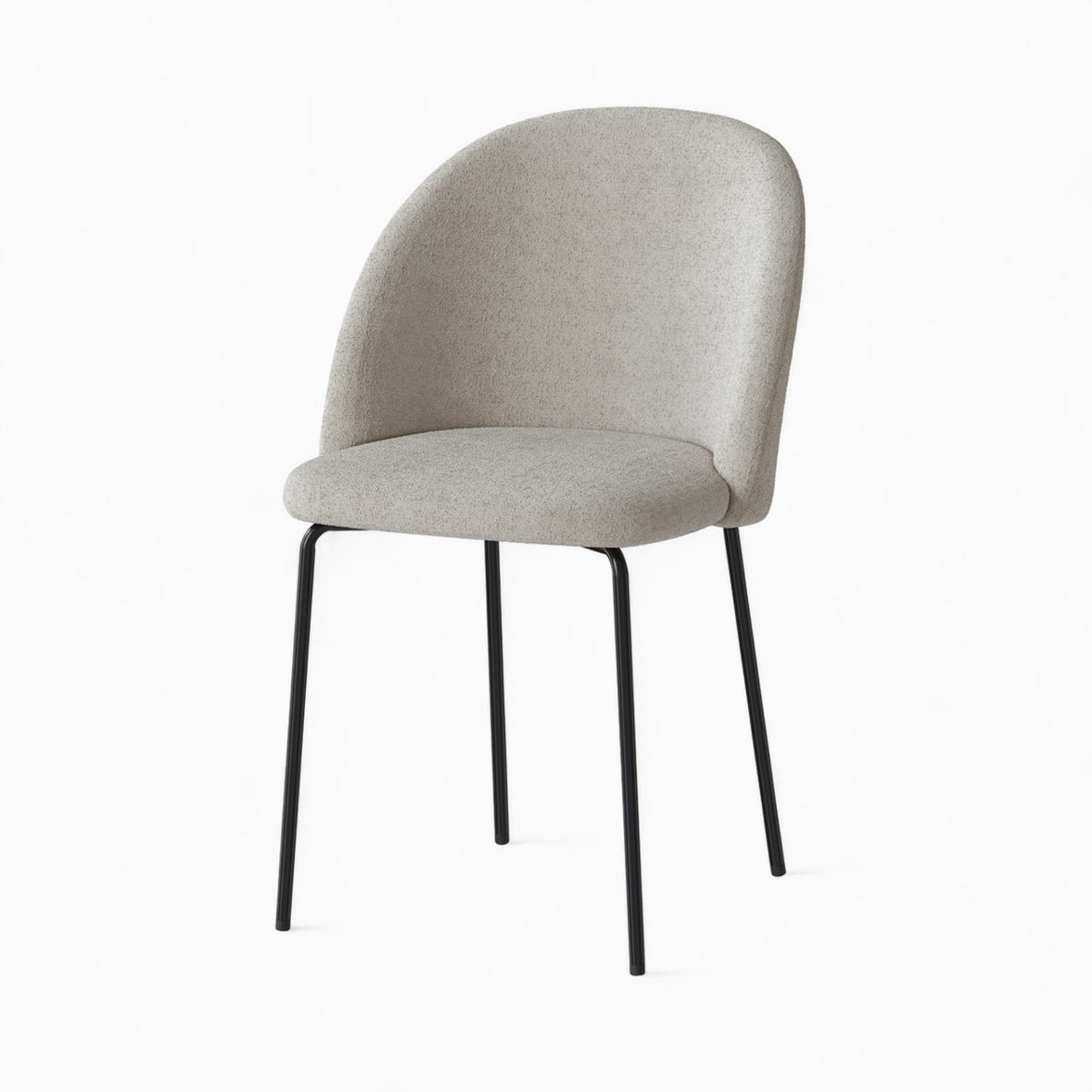 chaise karl en tissu beige effet laine bouclette