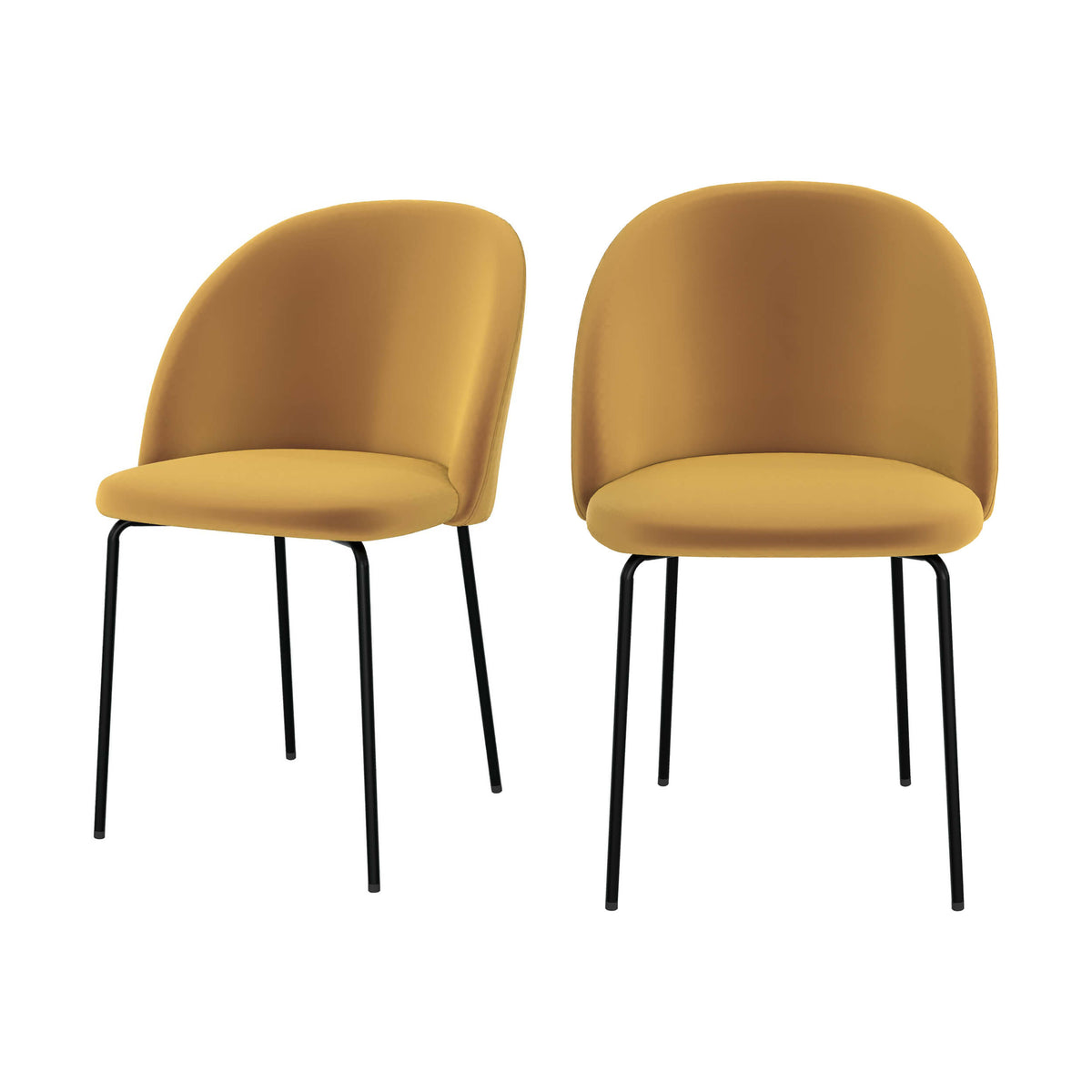 chaise karl en velours jaune lot de 2