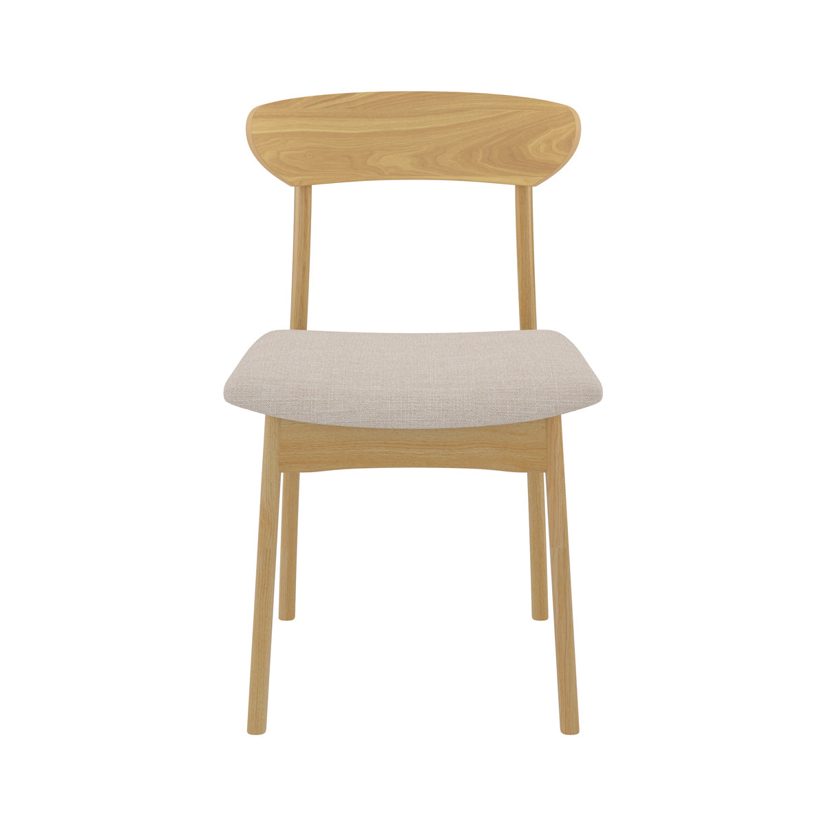 chaise lana en tissu beige et bois clair lot de 2