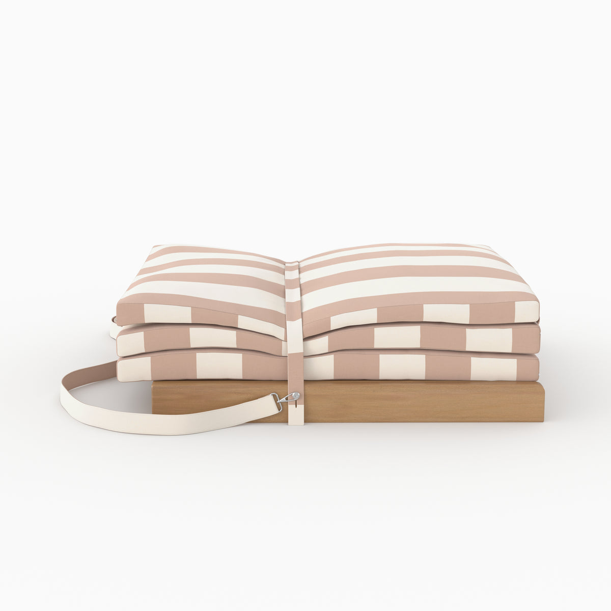 Chaise longue plage balabac pliee bandouliere transport rayé écru taupe