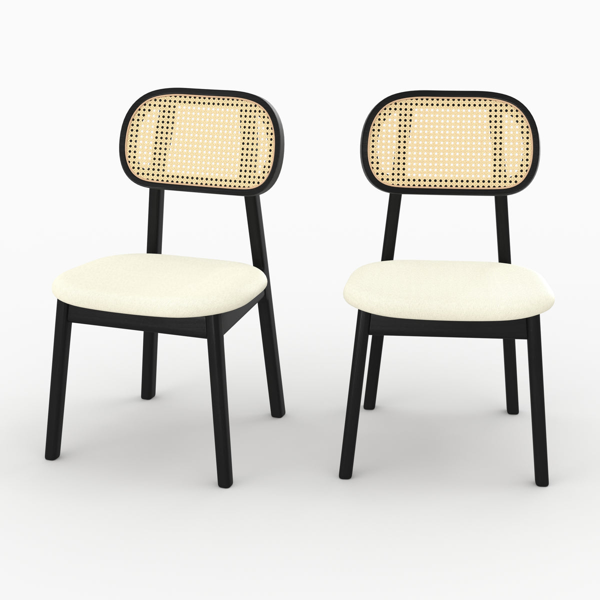 Chaise Maria bois noir rotin cannage lot de 2 salle à manger – Maison Pavane