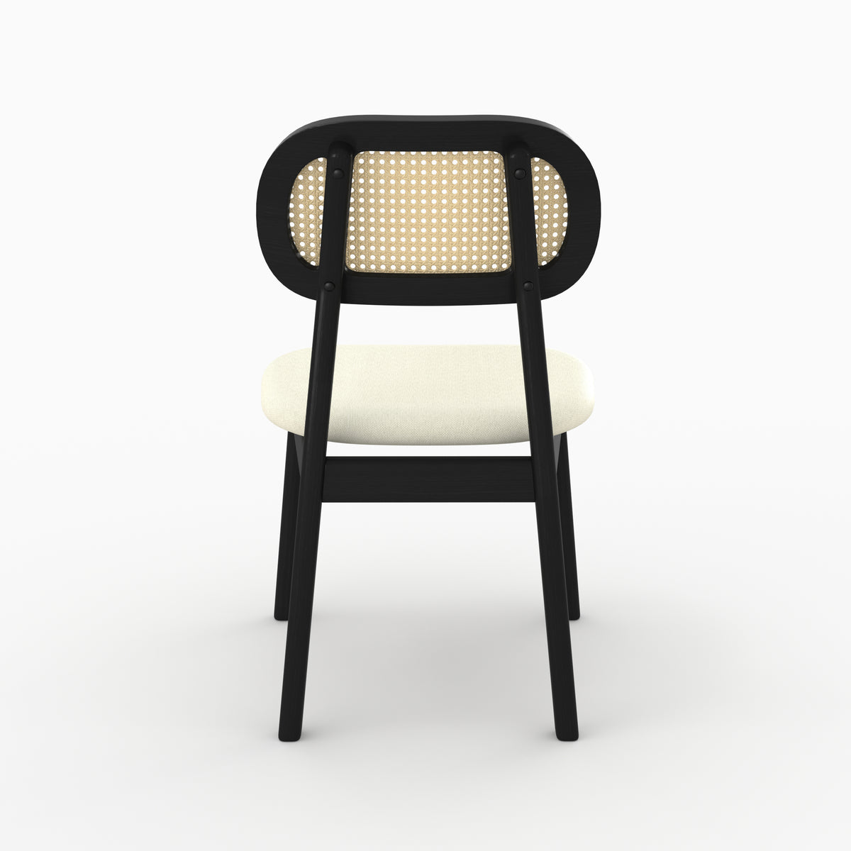 Chaise Maria rotin synthétique cannage bois noir vue arrière – Maison Pavane