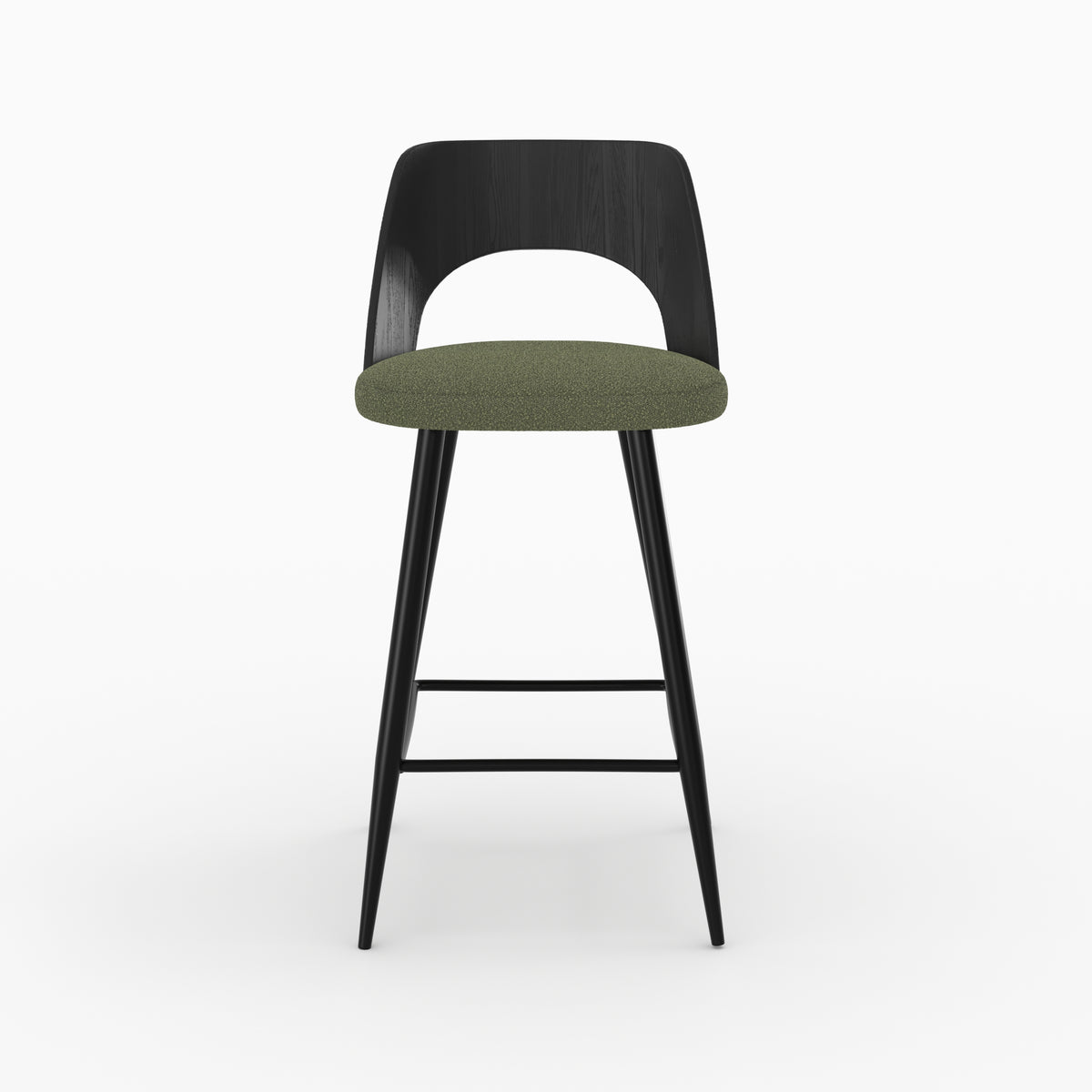 chaise mindy pour ilot central en tissu boucle vert kaki lot de 2