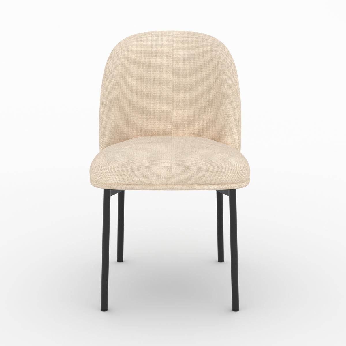 Chaise Noah en tissu beige et pieds en métal noir, vue de face - Maison Pavane
