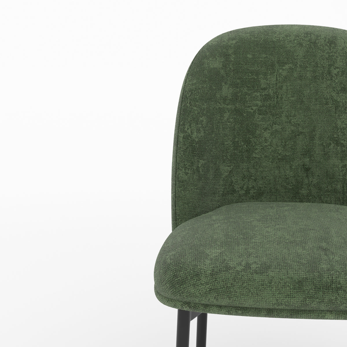 Détail de l'assise et du dossier en tissu vert sapin de la chaise Noah - Maison Pavane