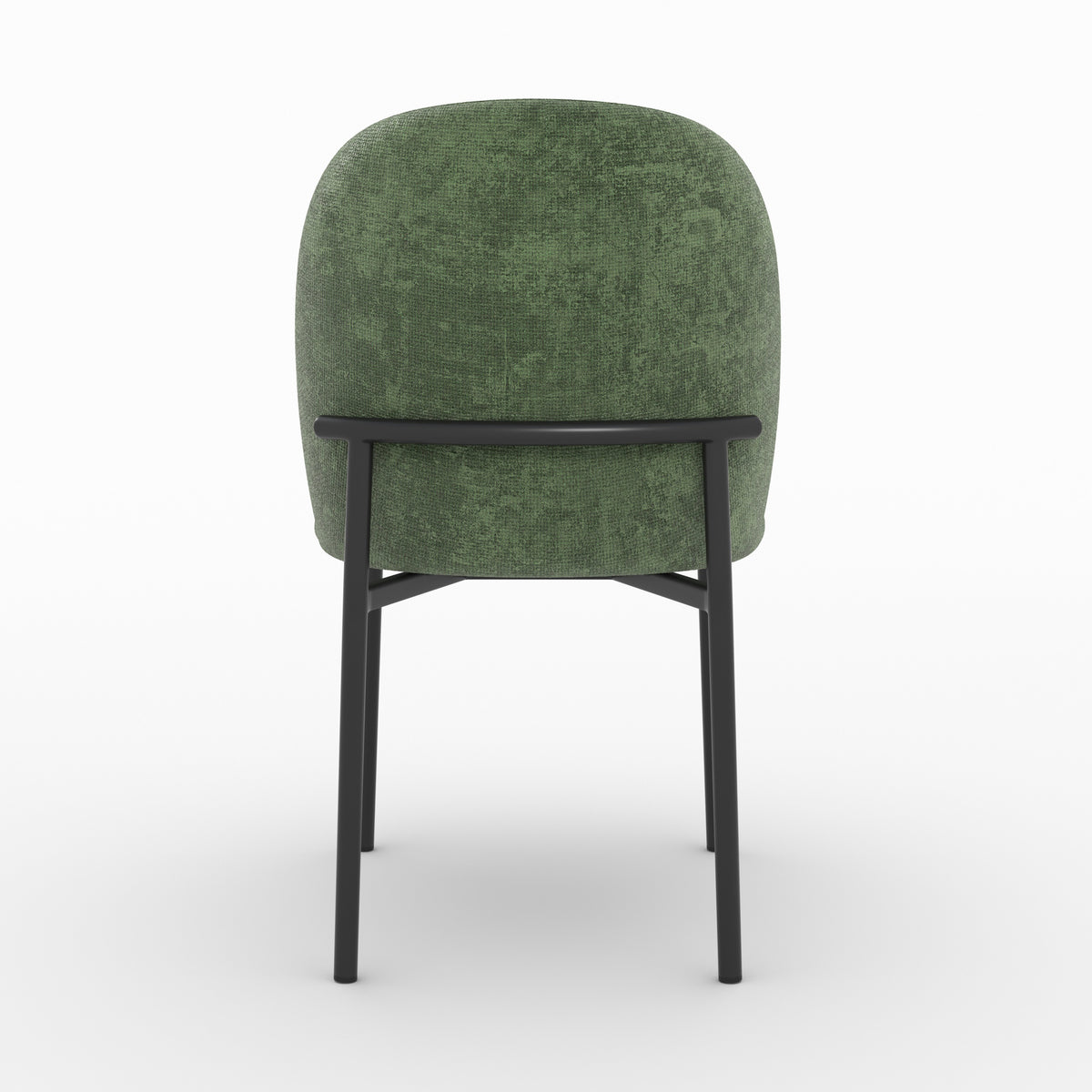 Chaise Noah en tissu vert sapin et pieds en métal noir, vue de dos - Maison Pavane