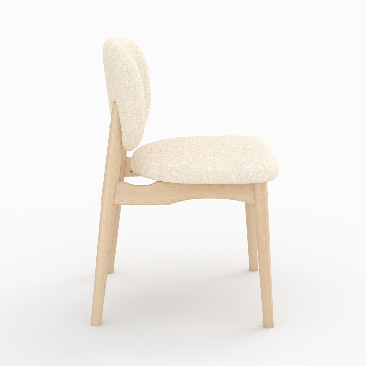 sedia Paulette, set di 2, tessuto boucle beige
