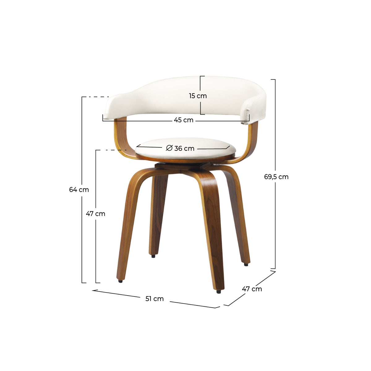 chaise pivotante harold blanc bois