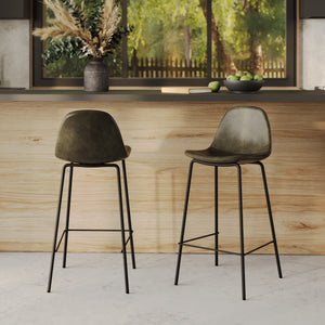 sedia per isola centrale 65 cm verde kaki in ecopelle henrik rdv deco