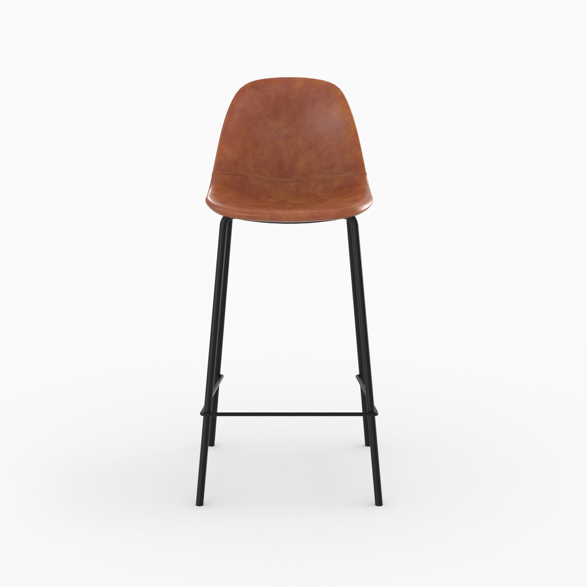 chaise pour ilot central en cuir synthetique camel 65 cm henrik