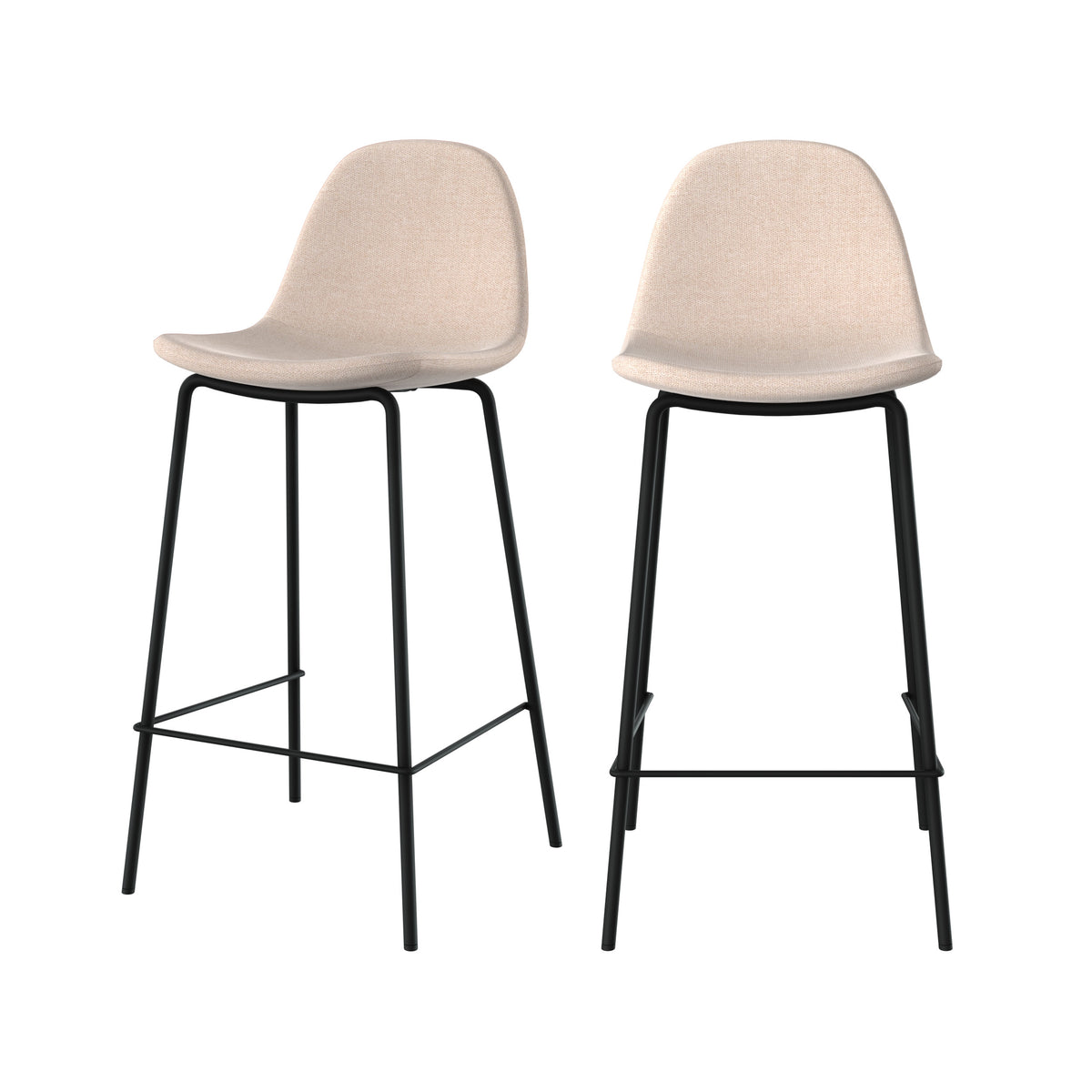 chaise pour ilot central en tissu beige 65 cm lot de 2 henrik pieds noirs