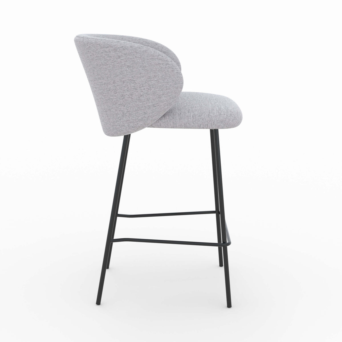 sedia per isola centrale in tessuto grigio chiaro 65 cm piedi neri victoria set di 2