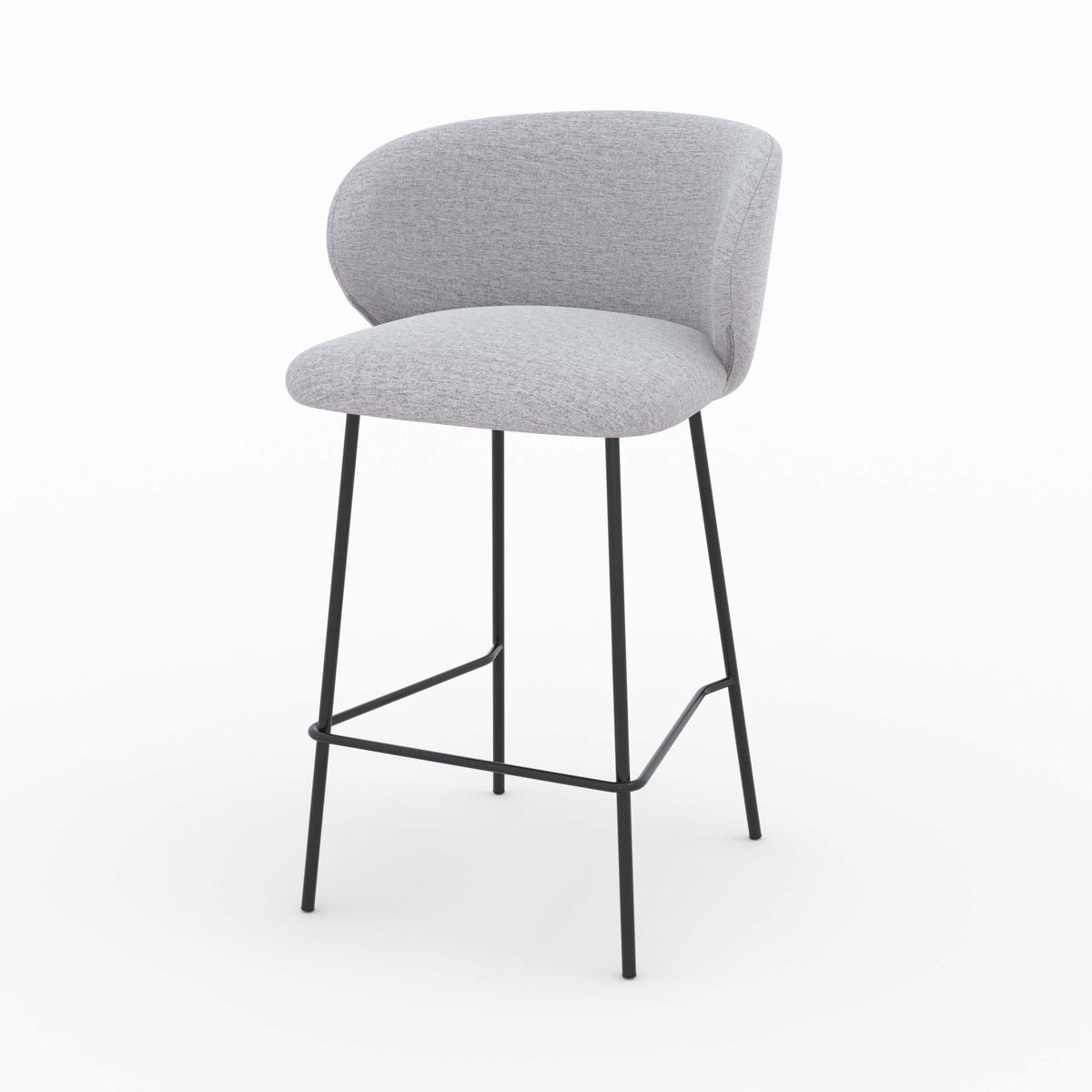 sedia per isola centrale in tessuto grigio chiaro victoria 65 cm piedi neri confezione da 2