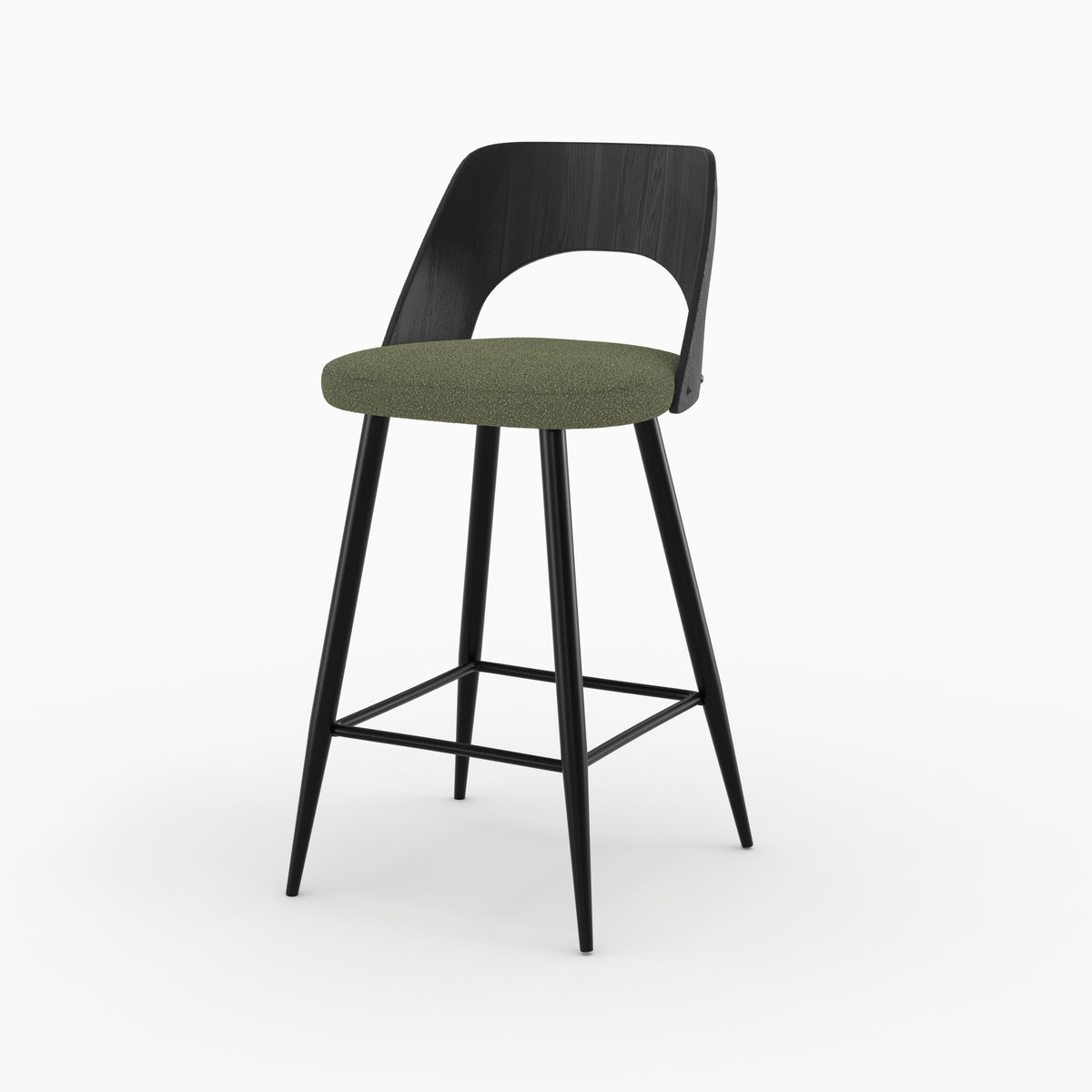 chaise pour ilot central mindy en tissu boucle vert kaki lot de 2