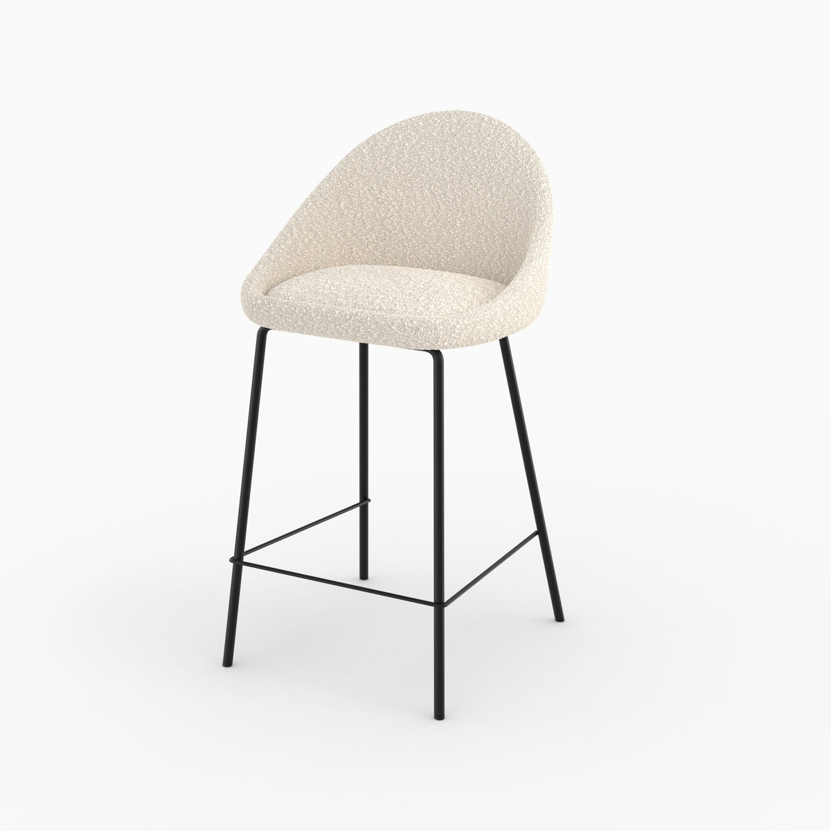 chaise pour ilot central misty effet laine bouclette blanche 65 cm