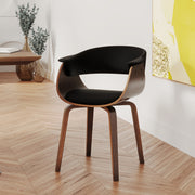 sedia pu nera legno placca noce braccioli piada