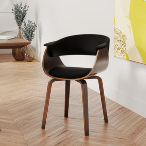 sedia pu nera legno placca noce braccioli piada