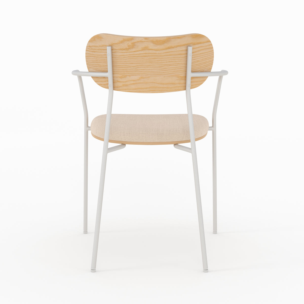 Lot de 2 chaises Marine en tissu beige et placage en bois clair