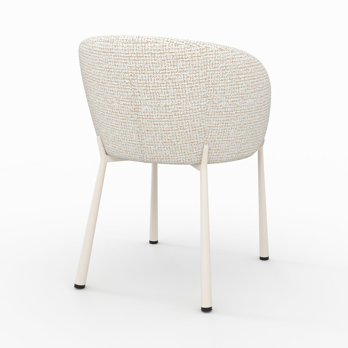 Chaise salon Danaé écru chiné pieds blancs vue arrière perspective