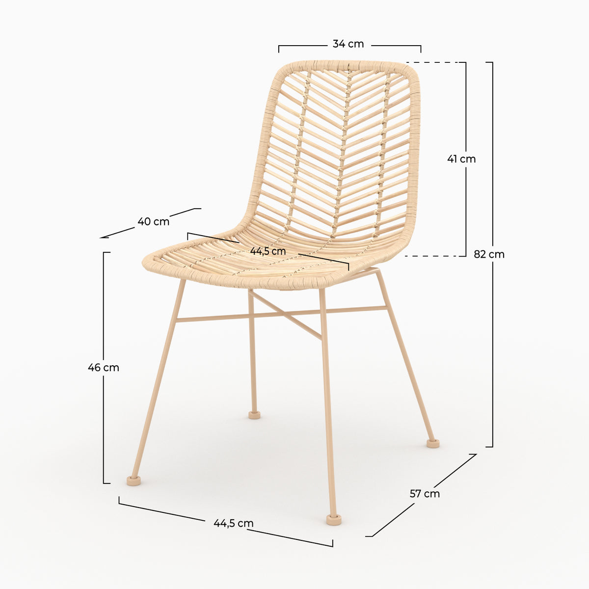 chaise tamara rotin naturel pieds beiges lot 2