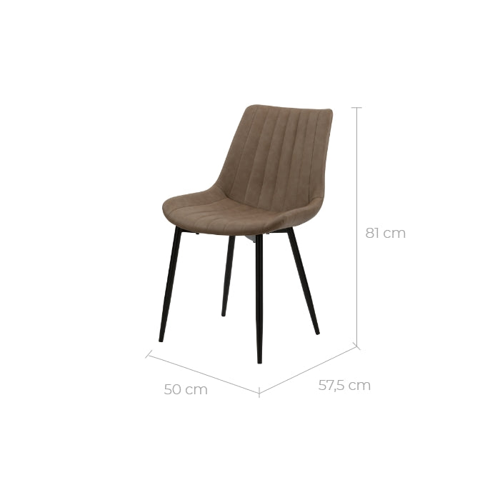 chaise taupe en cuir synthetique killi pieds metal noir