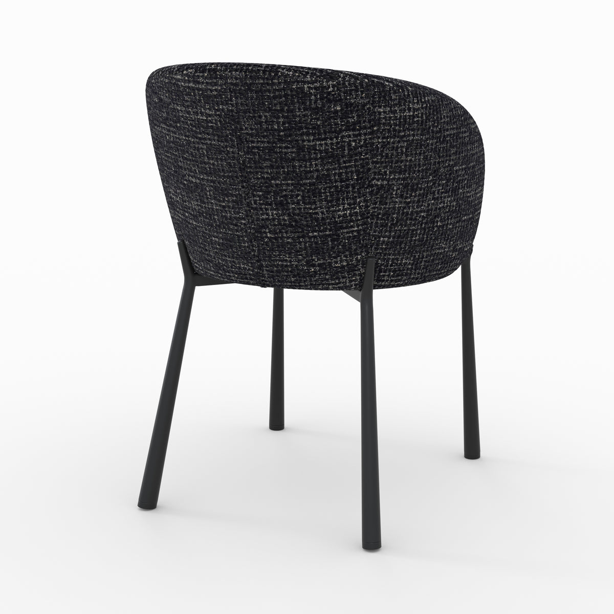 Chaise tissu texture noir chiné gris Danaé vue arrière trois quarts