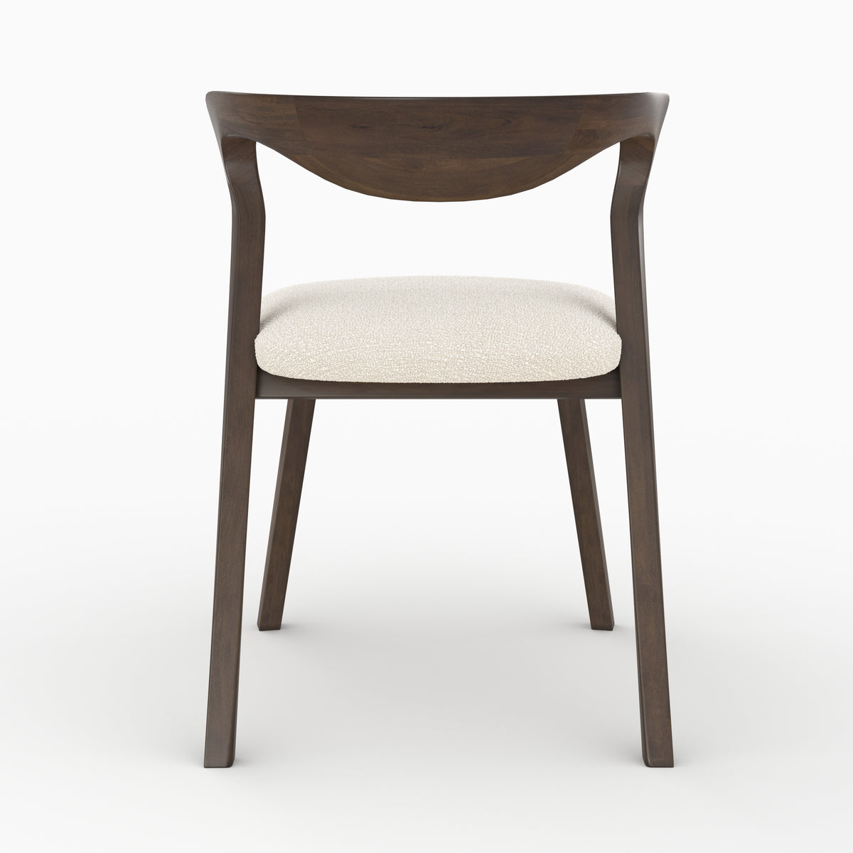 chaise vega en bois d hevea fonce tissu boucle creme