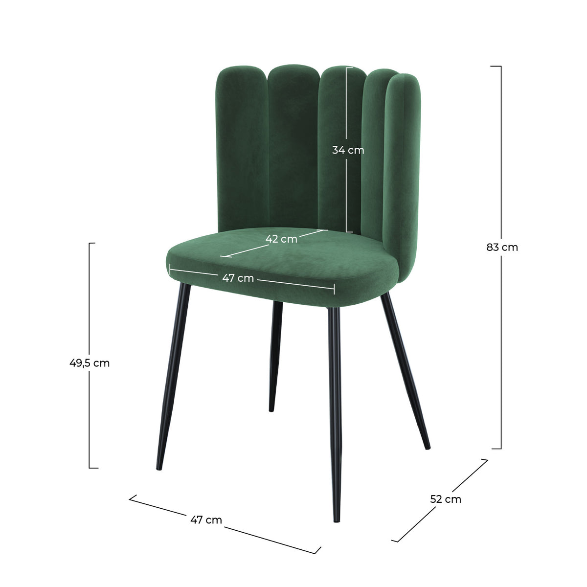 Chaise velours vert sapin Rosy