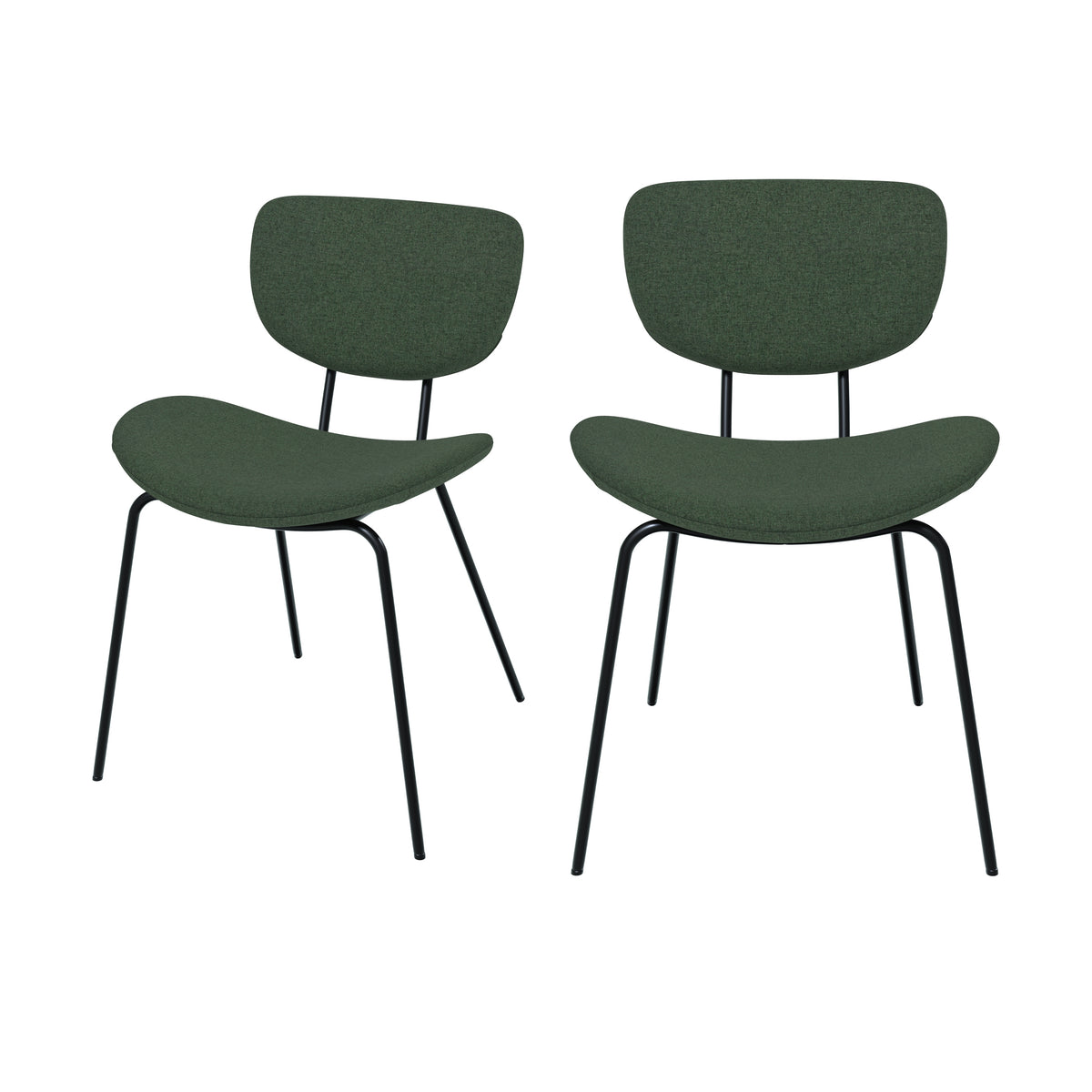 Chaise Verner en tissu vert lot de 2 et pieds en métal noir – Maison Pavane