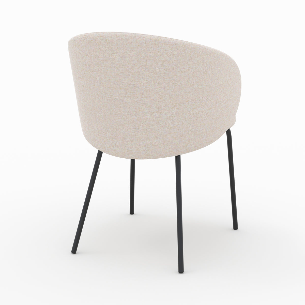 sedia victoria in tessuto beige e gambe in metallo nero set di 2