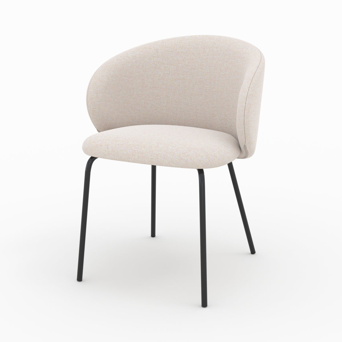 sedia victoria in tessuto beige con gambe in metallo nero set da 2