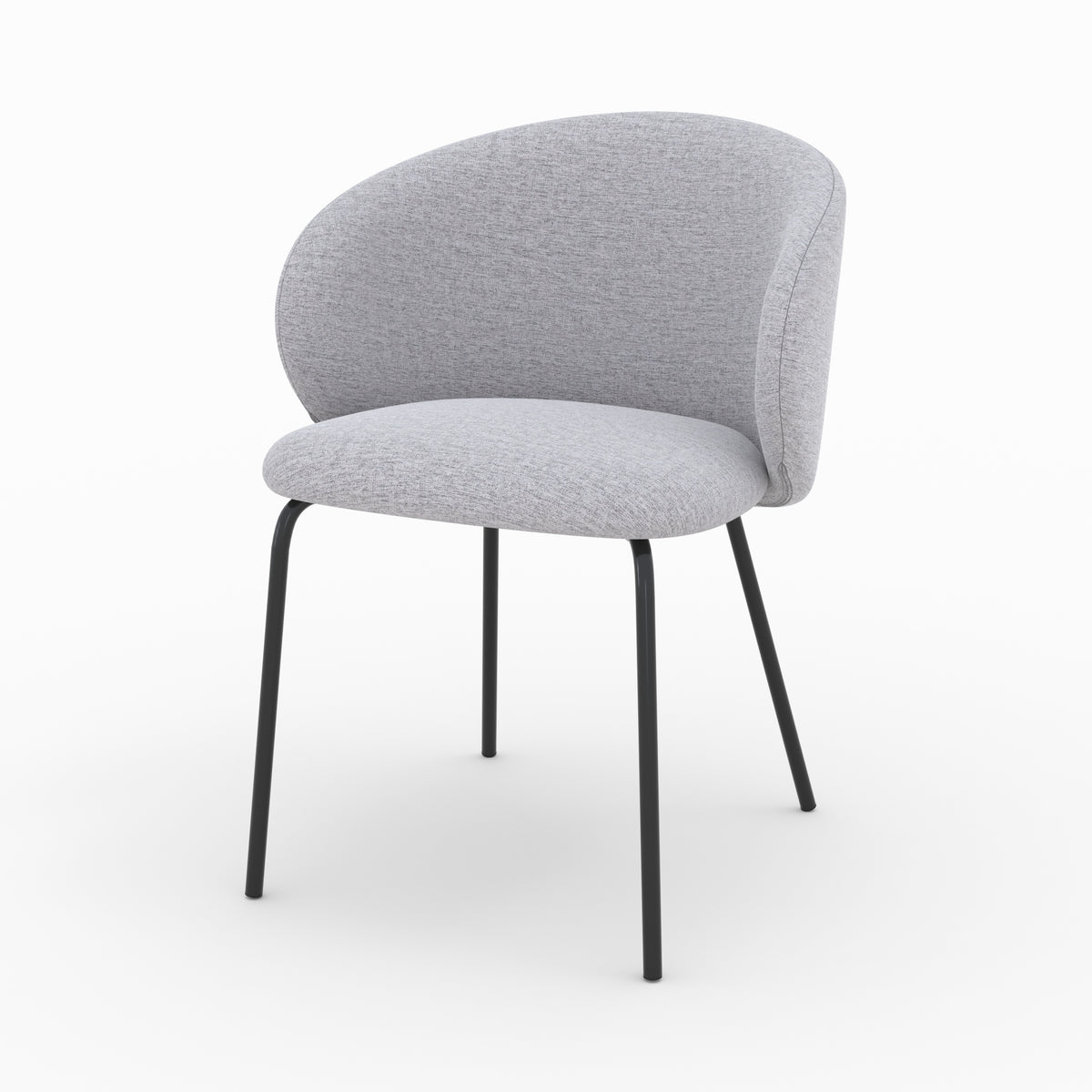 sedia victoria in tessuto grigio chiaro e gambe in metallo nero set di 2